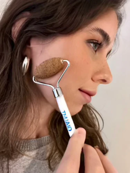 The TMJAID Roller, a cork-based device developed to help patients perform controlled, targeted jaw muscle massage at home, enhancing pain relief and recovery.