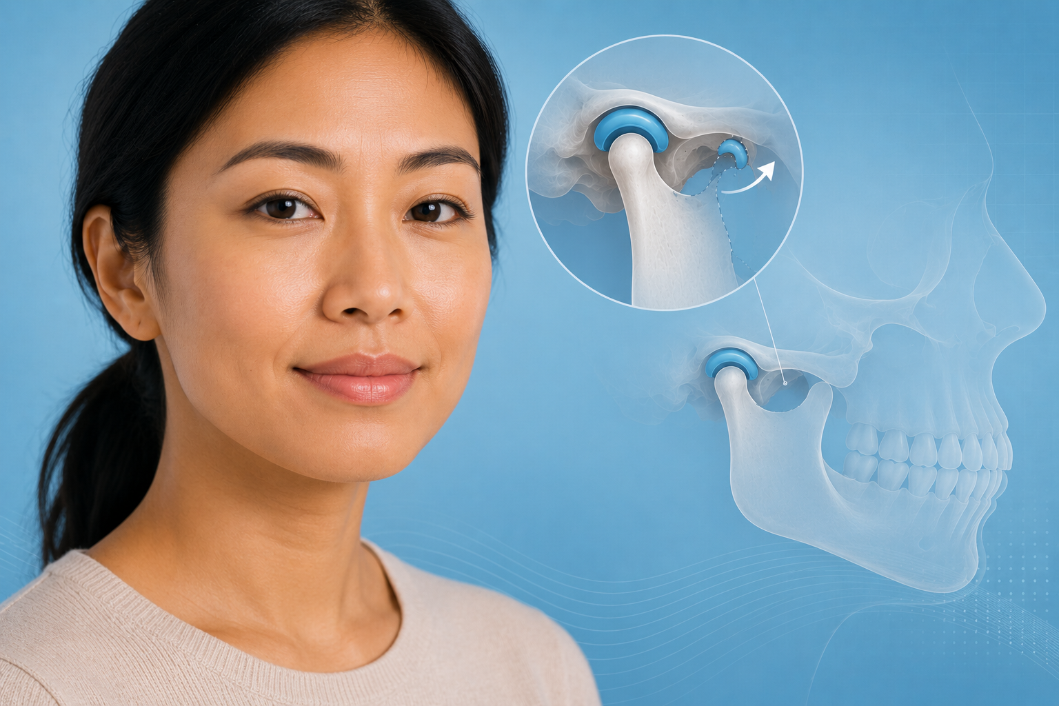 Woman with TMJ Hypermobility and Jaw Joint Instability