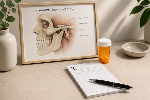 TMJ Anatomy Diagram with Prescription Medication for Jaw Pain